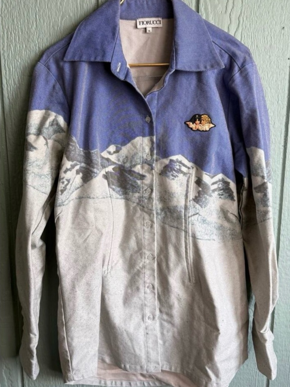 Fiorucci Two-Tone Mountain Print Shirt/Jacket in Purple and Gray